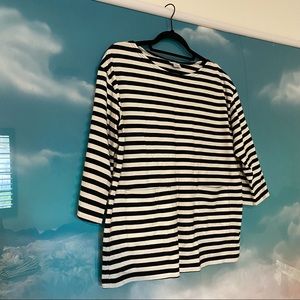 Marimekko Black and White Striped Shirt with Pockets